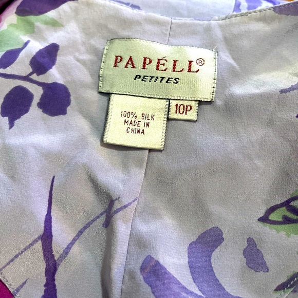 Vintage Silk Wrap Knotted Floral Purple and Pink Print Dress - Picture 8 of 8